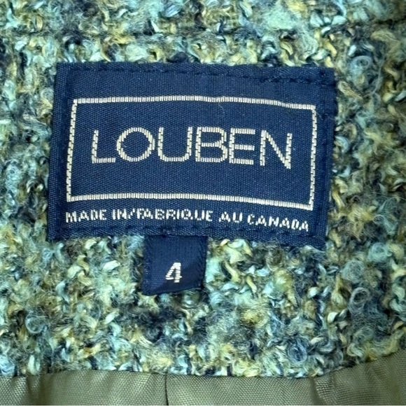 LOUBEN Canada Moss Green Wool Blend Tweed Suit Blazer Jacket 4 Academia Classic - Picture 11 of 16